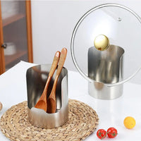Repose-Couvercle Inox à Encoche avec Pot à Ustensiles, 10 cm
