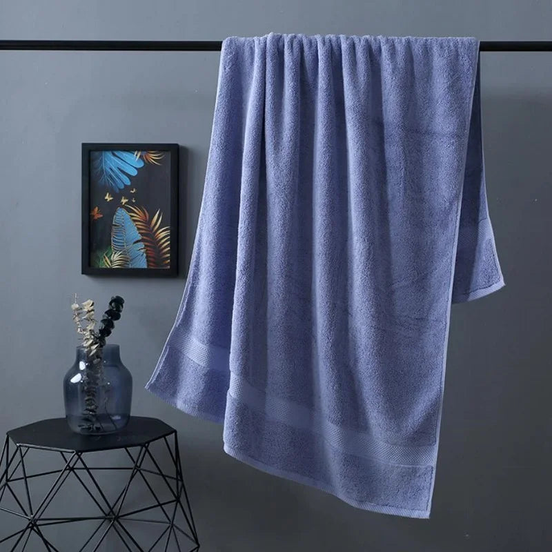 Grande Serviette de Bain Coton 80 x 160 cm, Gris, Blanc ou Bleu