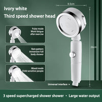 Pommeau de Douche à Tête Pivotante 360°, 3 Modes et Bouton Stop