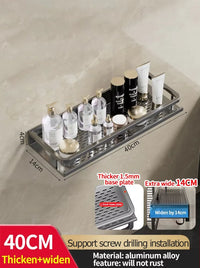 Étagère Murale Salle de Bain Aluminium Noir ou Gris 30-50 cm