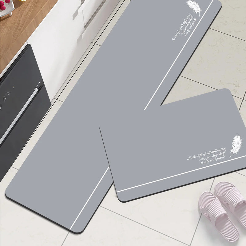 Tapis de Cuisine Antidérapant Absorbant, 4 Motifs, Gris ou Bleu Ardoise