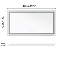 Grand Miroir LED Salle de Bain Rectangulaire Anti-Buée, 100 à 160 cm