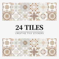 Autocollants Carrelage Adhésifs pour Crédence et Salle de Bain, 26 Motifs, Lot de 24