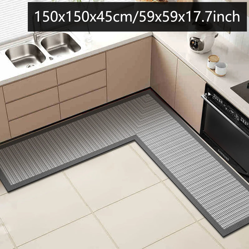 Tapis de Cuisine en L Diatomite Antidérapant, Bordure Noire, Marron ou Grise
