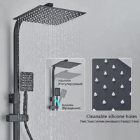 Colonne de Douche Carrée Thermostatique avec Douchette et Étagère