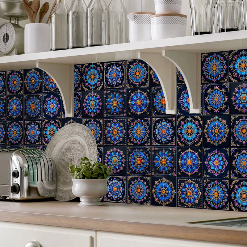 Carreaux Adhésifs Crédence 15 cm, 27 Motifs Colorés, 12 ou 24 Pièces