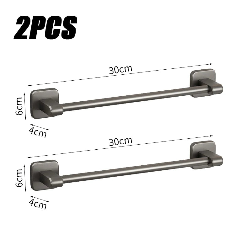Porte-Serviette Sans Percer Aluminium Gris Anthracite 30 à 50 cm