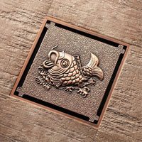 Bonde de Douche Carrée Laiton Or Rose 5 Motifs 10 cm