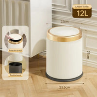 Poubelle de Salle de Bain Ronde 12L Couvercle à Pression