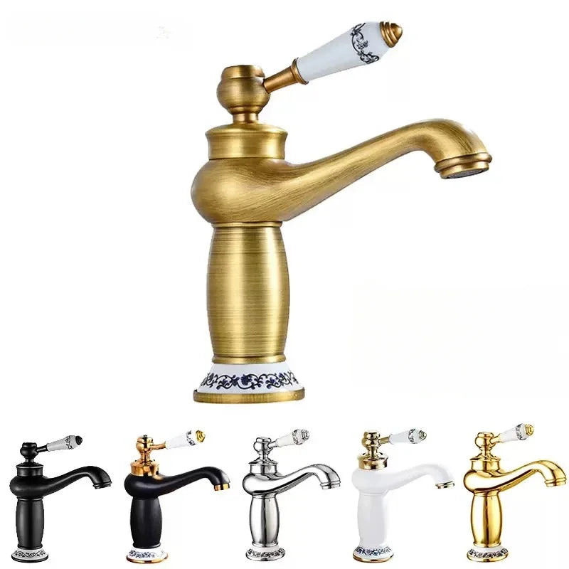Mitigeur Lavabo Rétro Laiton Massif 7 Finitions