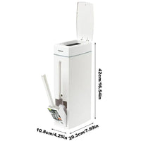 Poubelle Salle de Bain Étroite 4,5 L avec Brosse WC Intégrée, Blanche