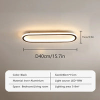 Plafonnier Cuisine LED Ovale Noir Moderne, 40, 60 ou 80 cm