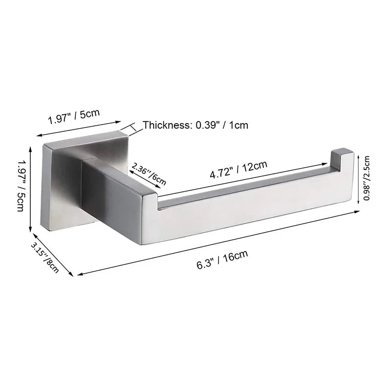 Porte-Papier Toilette Mural Inox 304 Brossé, 16 cm
