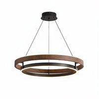 Suspension Cuisine LED Anneau Effet Bois, Ø 60 ou 80 cm