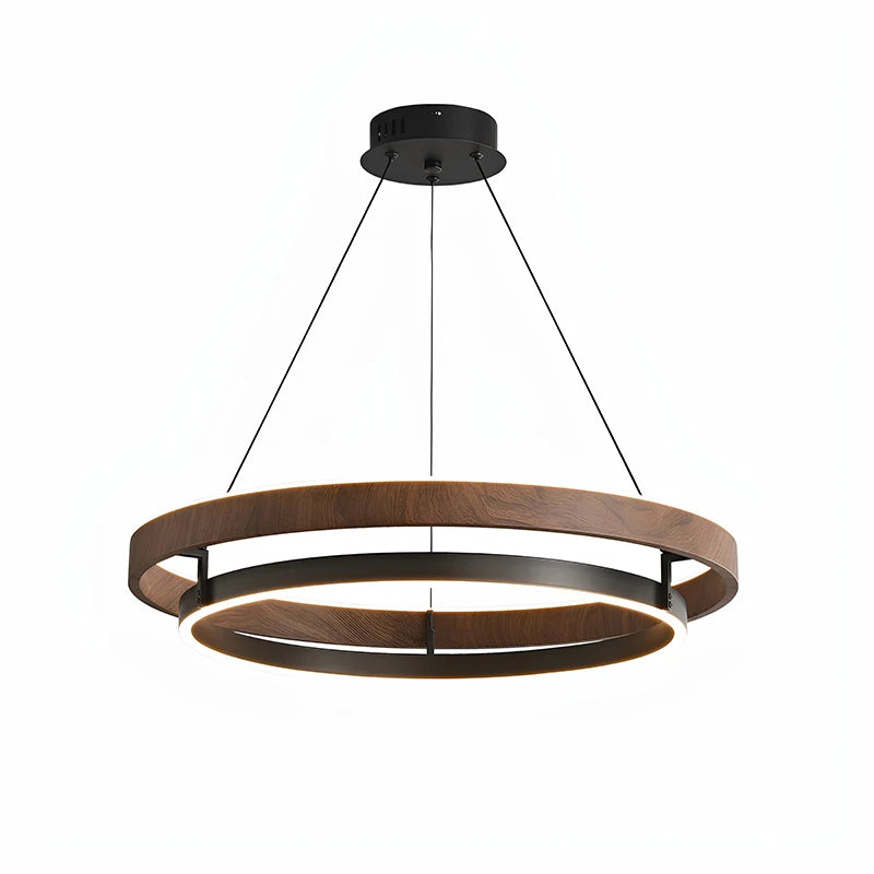 Suspension Cuisine LED Anneau Effet Bois, Ø 60 ou 80 cm
