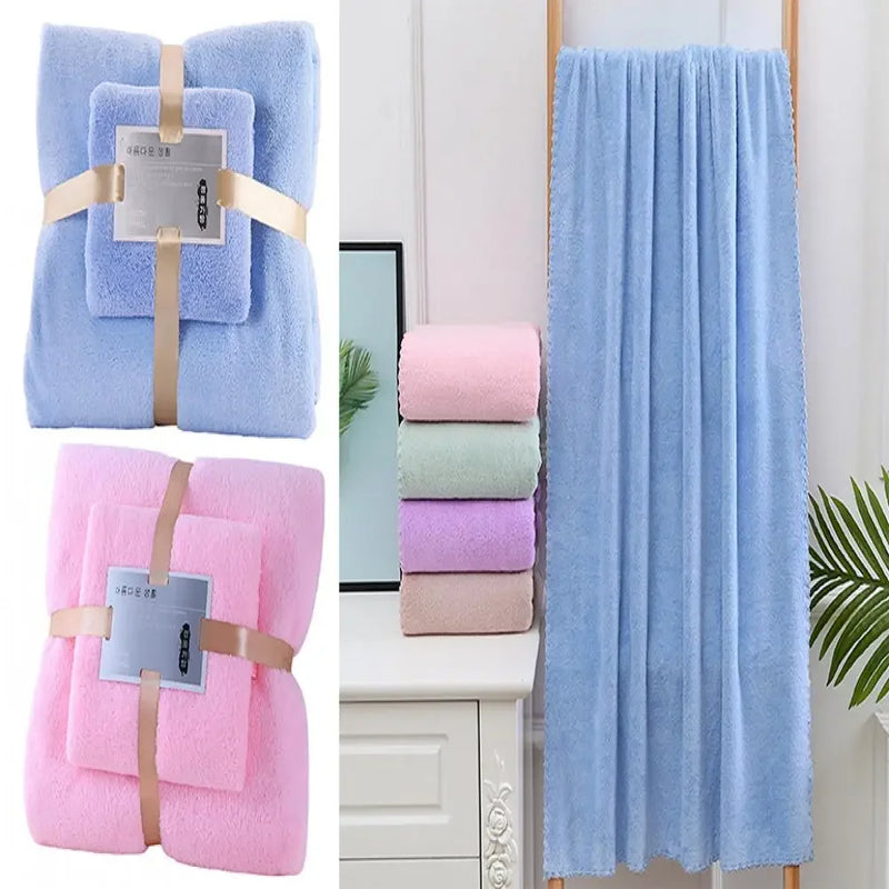 Ensemble de 2 Serviettes de Bain 70 x 140 et 35 x 75 cm