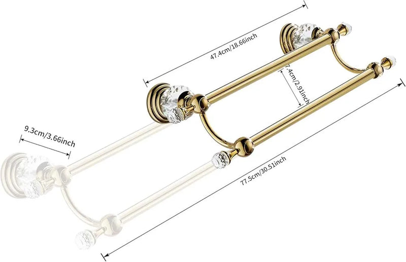 Accessoires Salle de Bain Doré Cristal Frise Grecque à la Pièce, 14 Articles