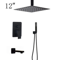 Douche Encastrable Noir Mat Pluie Carrée 20 à 40 cm avec Douchette