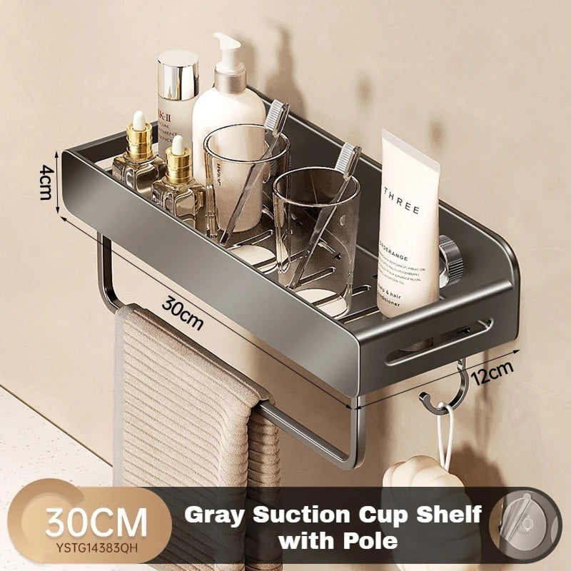 Étagère de Douche Grise Sans Perçage en Aluminium 50 cm