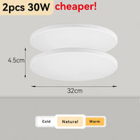 Plafonnier Cuisine LED Rond Ultra Plat 4,5 cm, Blanc ou Noir, 15 à 50 W
