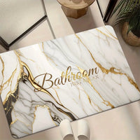Tapis de Bain Marbre Blanc et Doré Antidérapant