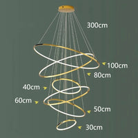 Suspension Cuisine LED à 5, 6 ou 7 Anneaux, Double Hauteur et Escalier