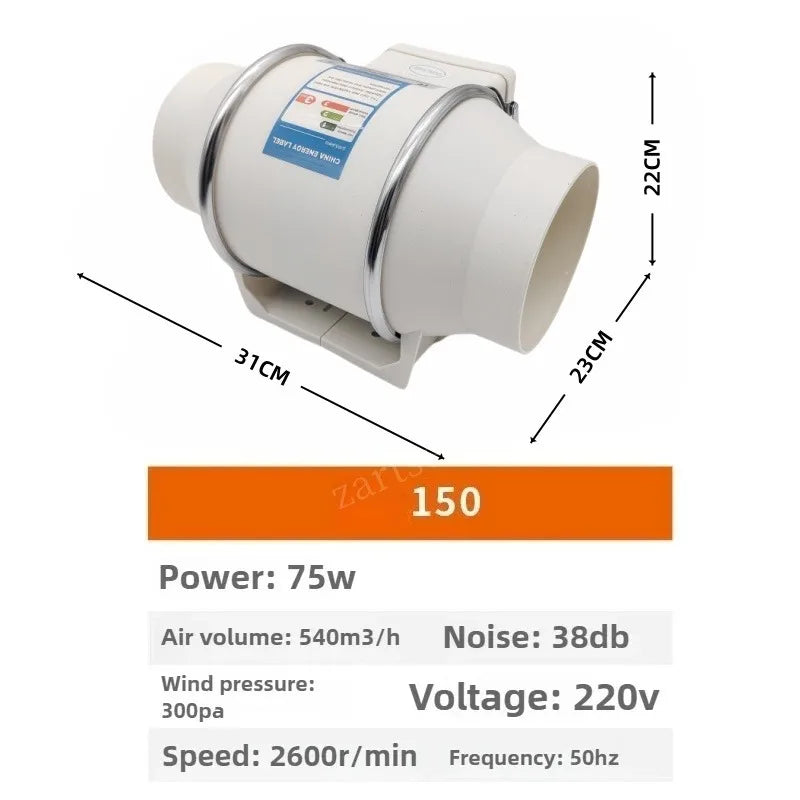 Extracteur Salle de Bain en Ligne 10, 12,5 ou 15 cm, Télécommande
