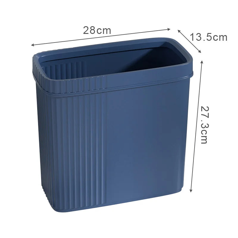 Poubelle Salle de Bain Étroite Nervurée avec Couvercle à Pression 28 cm