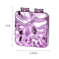 Mini Miroir de Poche Carré en Verre, Violet, Ivoire Nacré ou Argent