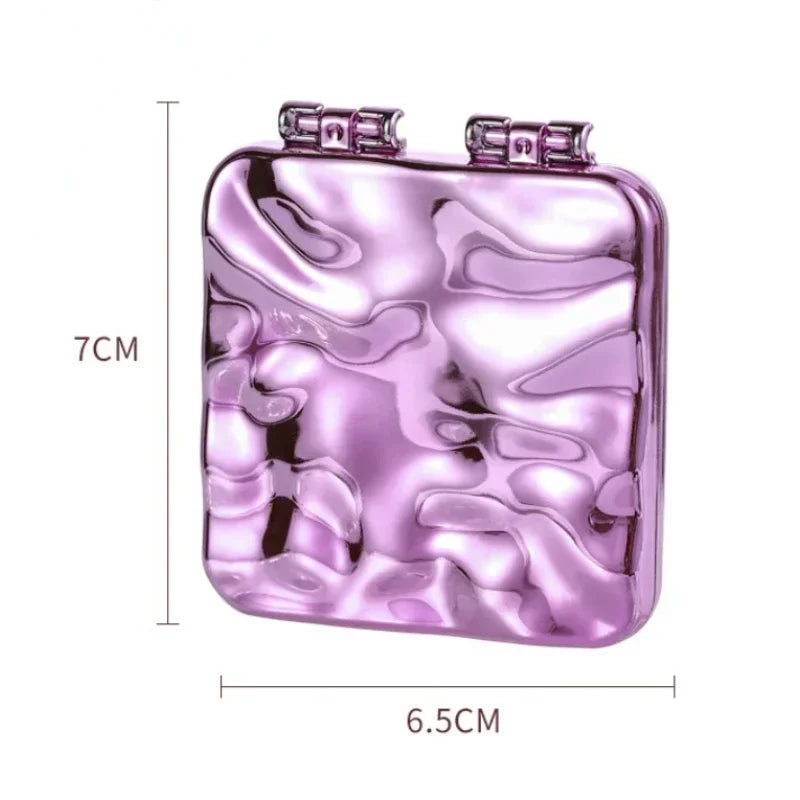 Mini Miroir de Poche Carré en Verre, Violet, Ivoire Nacré ou Argent