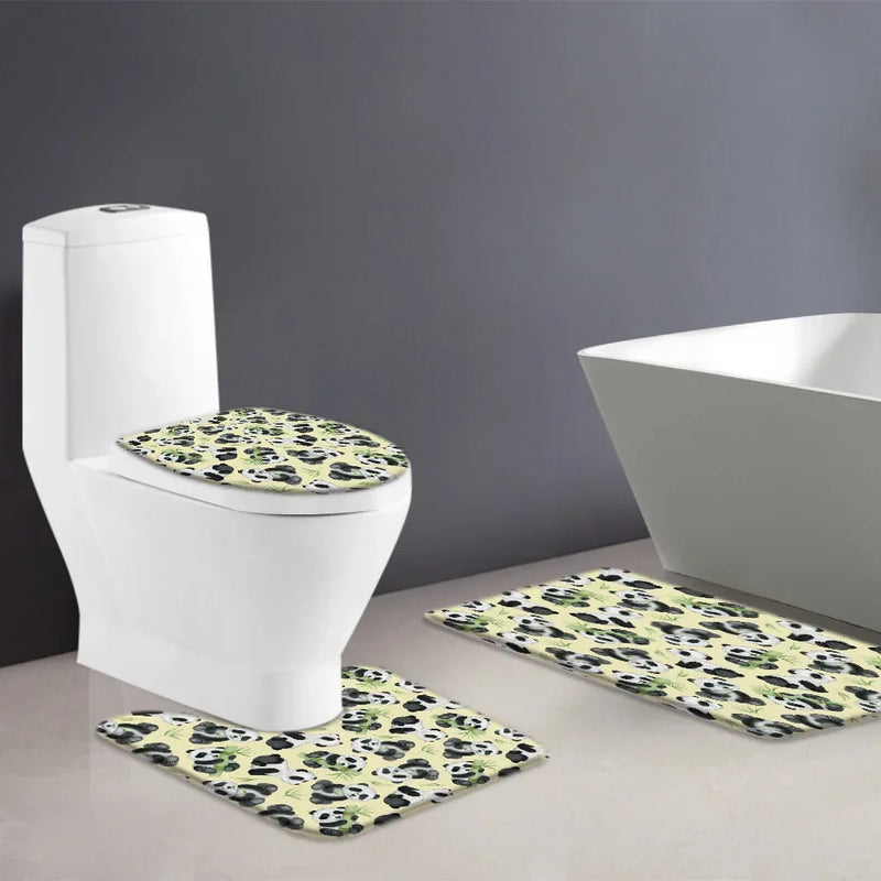 Rideau de Douche Panda 180x180 cm et Tapis Assortis à la Pièce