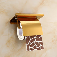 Porte-Papier Toilette Mural Doré avec Tablette