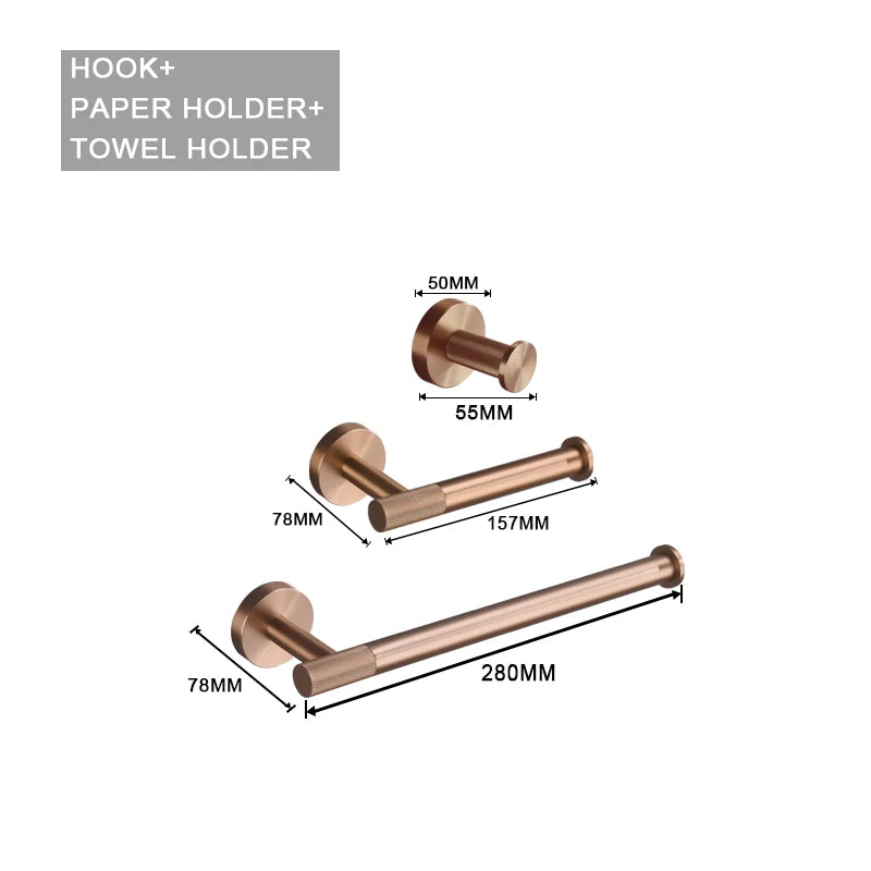 Accessoires Salle de Bain Or Rose Brossé, à la Pièce ou en Ensemble