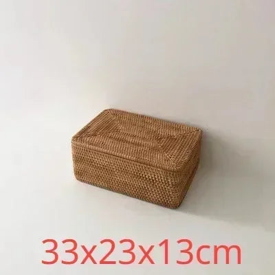 Panier de Rangement en Rotin Tissé avec Couvercle, 3 Tailles