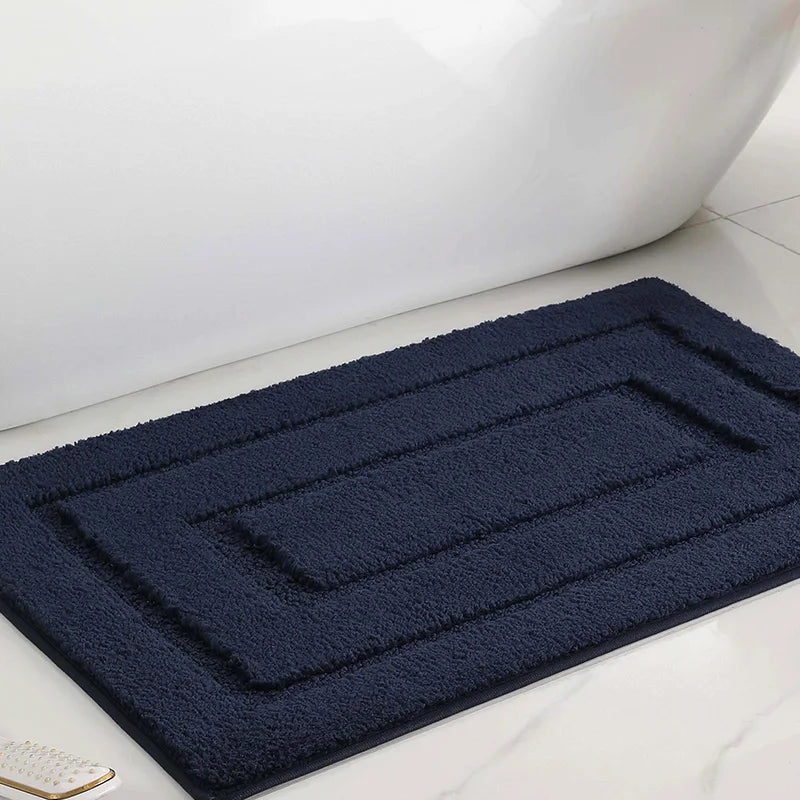 Tapis de Bain Moelleux Antidérapant à Motif Rectangles, 7 Coloris