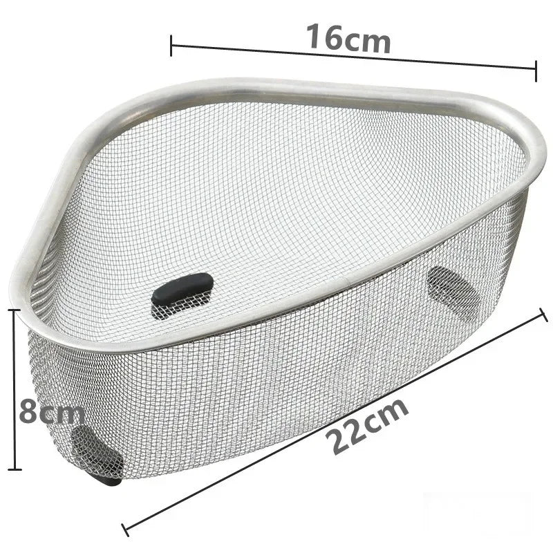 Panier Évier Cuisine Triangulaire en Inox, Passoire d'Angle 22 cm