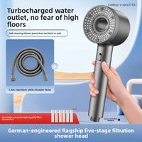 Pommeau de Douche Haute Pression 5 Modes avec 6 Filtres Gris, Blanc ou Bleu