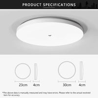 Plafonnier Cuisine Rond Blanc, Détecteur de Mouvement et de Luminosité, Ø 23 ou 30 cm