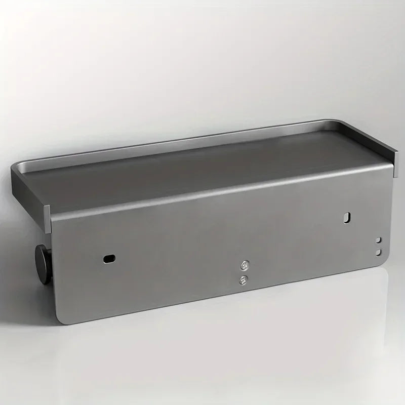 Porte-Papier Toilette avec Tablette Aluminium Noir ou Gris, 1 ou 2 Rouleaux