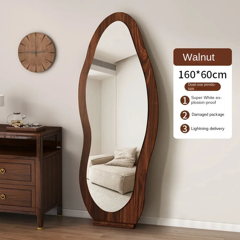 Miroir sur Pied Forme Organique Noir ou Noyer
