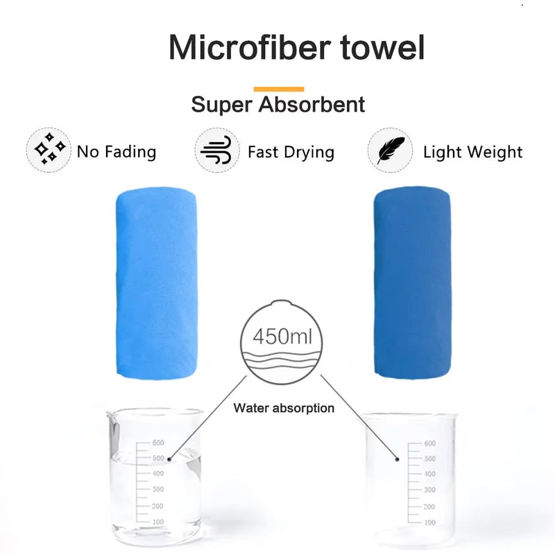 Serviette de Bain Microfibre Séchage Rapide avec Pochette, 4 Tailles