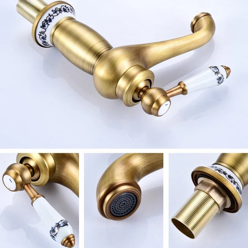 Mitigeur Lavabo Rétro Laiton Massif 7 Finitions