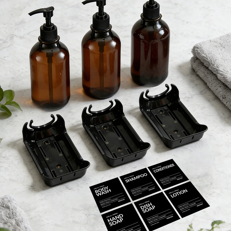 Distributeur de Savon Mural Douche Sans Perçage Lot de Flacons