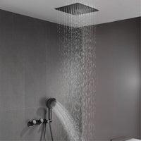 Douche Encastrable Plafond Laiton Carré, Mitigeur 2 Fonctions et Douchette