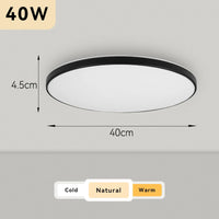 Plafonnier Cuisine LED Rond Ultra Plat 4,5 cm, Blanc ou Noir, 15 à 50 W