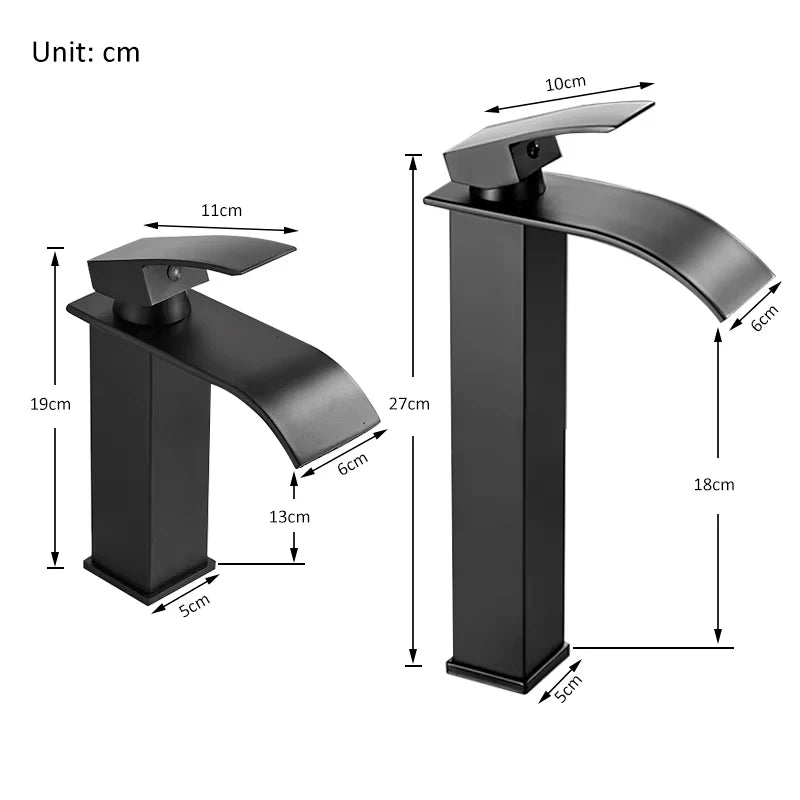 Mitigeur Lavabo Cascade Monotrou Inox 304, 7 Finitions, Modèle Bas ou Haut