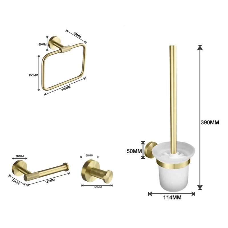 Accessoires Salle de Bain Doré Brossé à la Pièce, 24 Articles