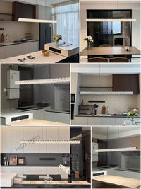 Suspension Cuisine Îlot LED Linéaire Acrylique Cristal, 100 ou 126 cm