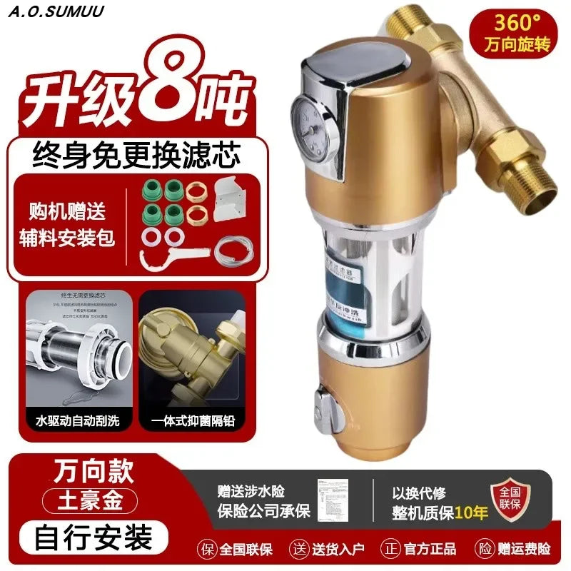 Préfiltre à Sédiments Toute la Maison avec Manomètre et Lavage Automatique
