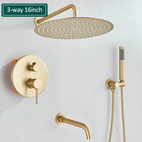 Douche Encastrable Dorée 2-3 Voies Effet Pluie